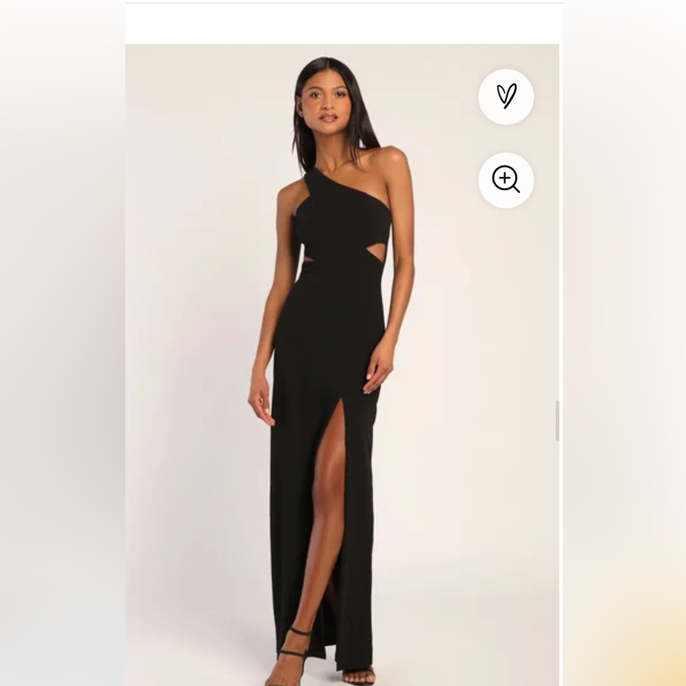 Small black one shoulder dress with cutouts at midriff